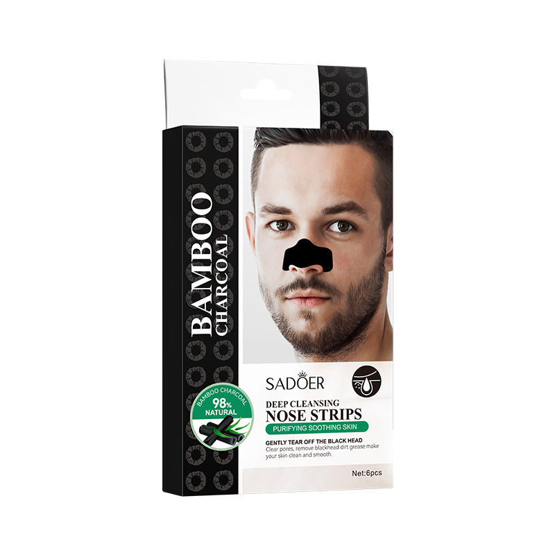 Men's Bamboo Charcoal Nose Strips SADOER Deep Cleansing for Blackhead Removal T Cross-Border Wholesale for Nursing Supplies
