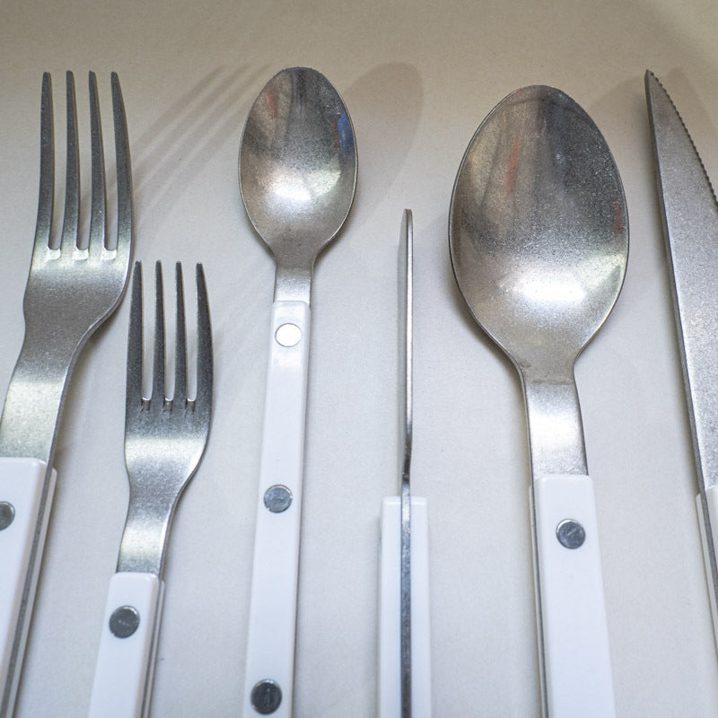 ins Western Dining Tableware ABS Rivet Handle Creative Korean Tableware Clip Handle304Stainless Steel Tableware Snowflake Distressed