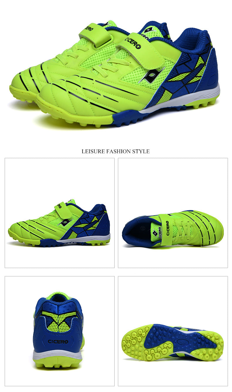 Men's Soccer Shoes TF Velcro Magic Tape Children's Sports Shoes for Primary and Secondary School Students and Teenagers for Sports Competitions and Training