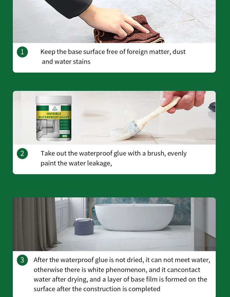 Transparent Waterproof Glue for Bathroom Leak Repair, No Tile Breaking, Floor Waterproof Coating, Waterproof Glue