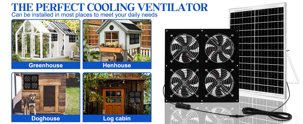 25W Solar Fan Kit4Exhaust fan suitable for chicken coops,Greenhouse,Shed,Pet room,Home Use