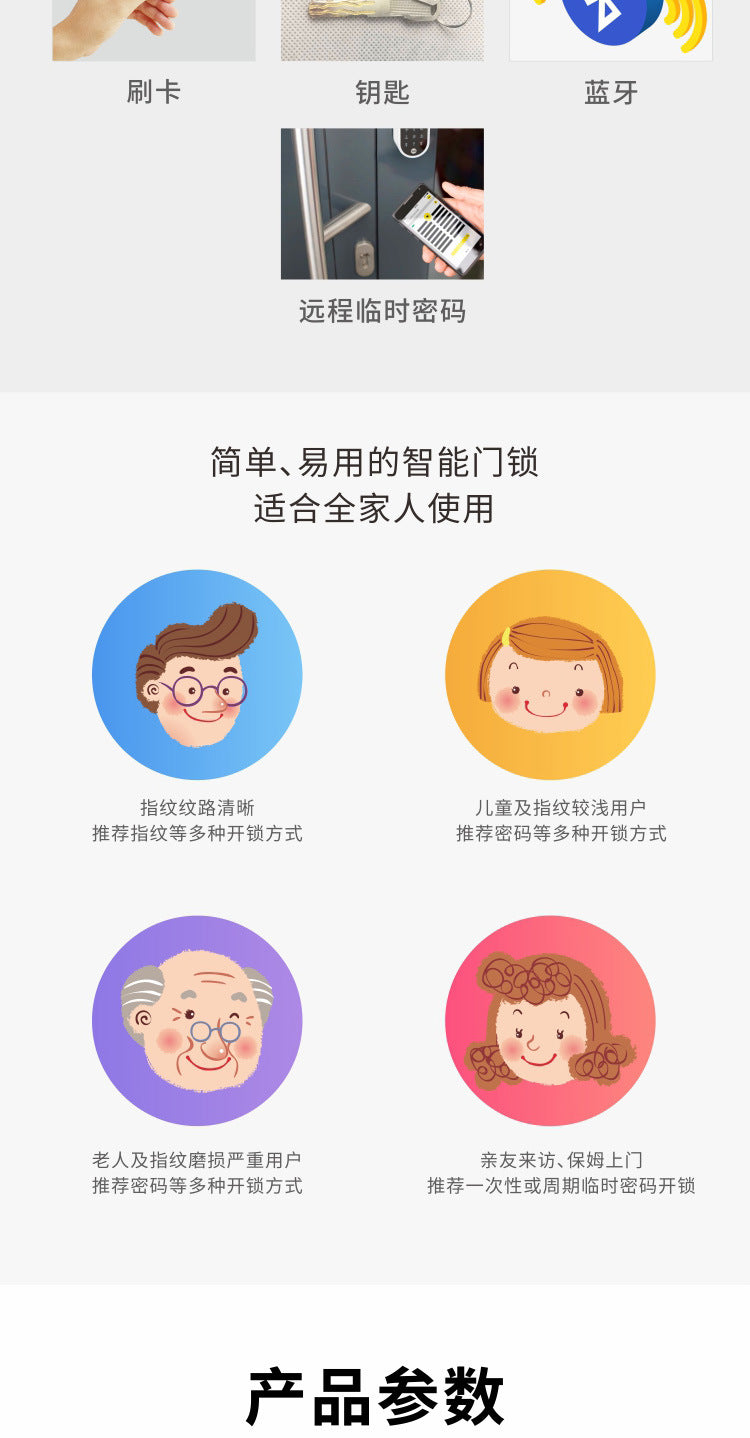 Weishi Smart Door Lock Anti-Theft Door Home Company Password Lock Fingerprint Recognition Swipe Card Key Electronic Lock Carbon Black