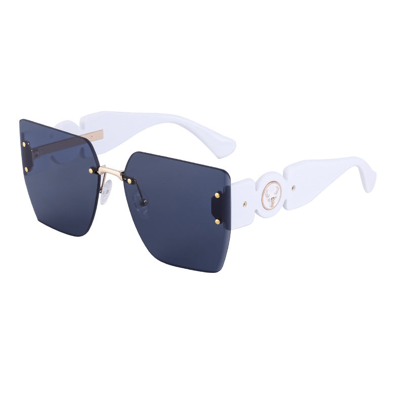 European and American Fashion Square Frame Sunglasses for Women, Trendy Rimless Cut Edge Sun Protection Sunglasses for Women sunglasses