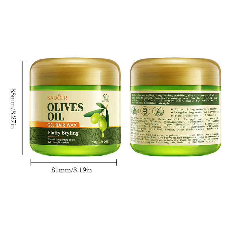 Full English Olive Oil Hair Styling Wax SADOER Nourishing Gel Styling Fluffy Hair Wax  Foreign Trade Wholesale