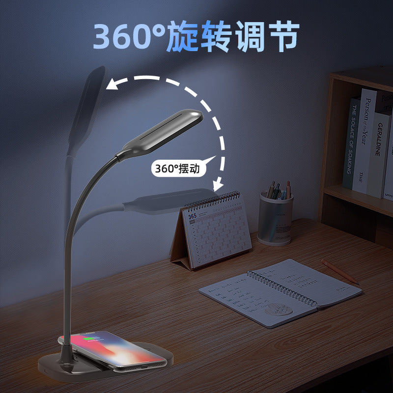 Mobile Phone Wireless Charging Eye Protection Desk Lamp Three-Level Adjustment Multi-Function Smart Desk Lamp Student Dormitory Special Reading Desk Lamp