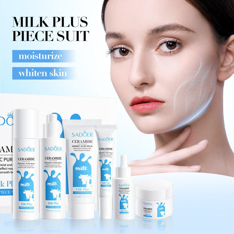 Milk Skin Care Set SADOER Ceramide Whitening and Moisturizing Six-piece Set Cross-border Foreign Trade Wholesale
