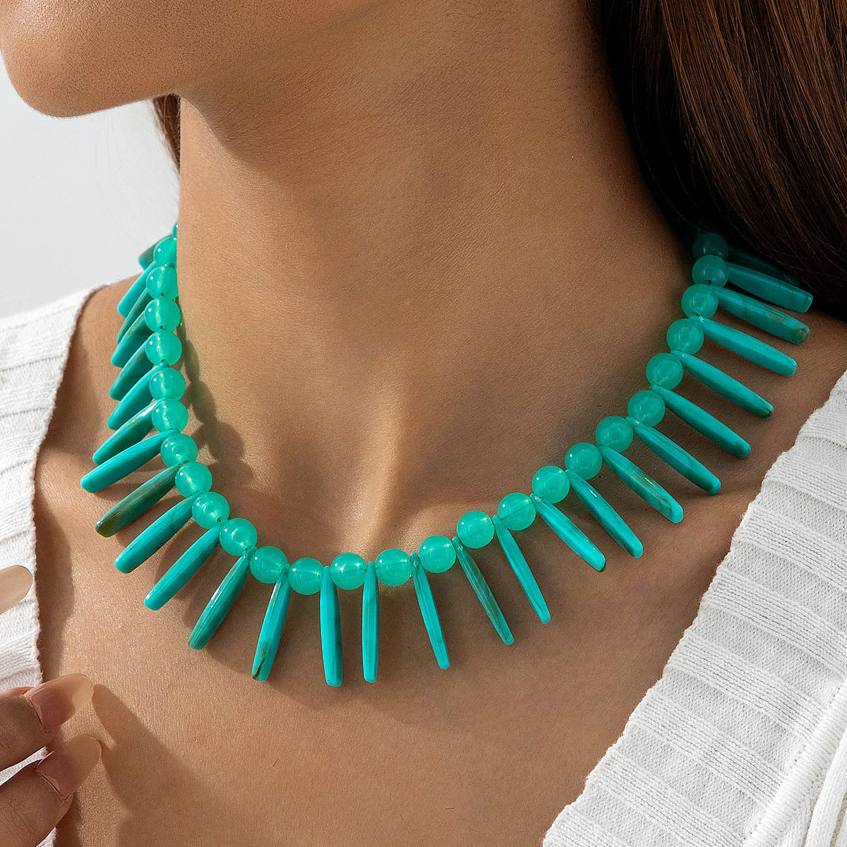 European and American Ornament Fashion Niche Design Statement Necklace Bohemian Style Acrylic Necklace