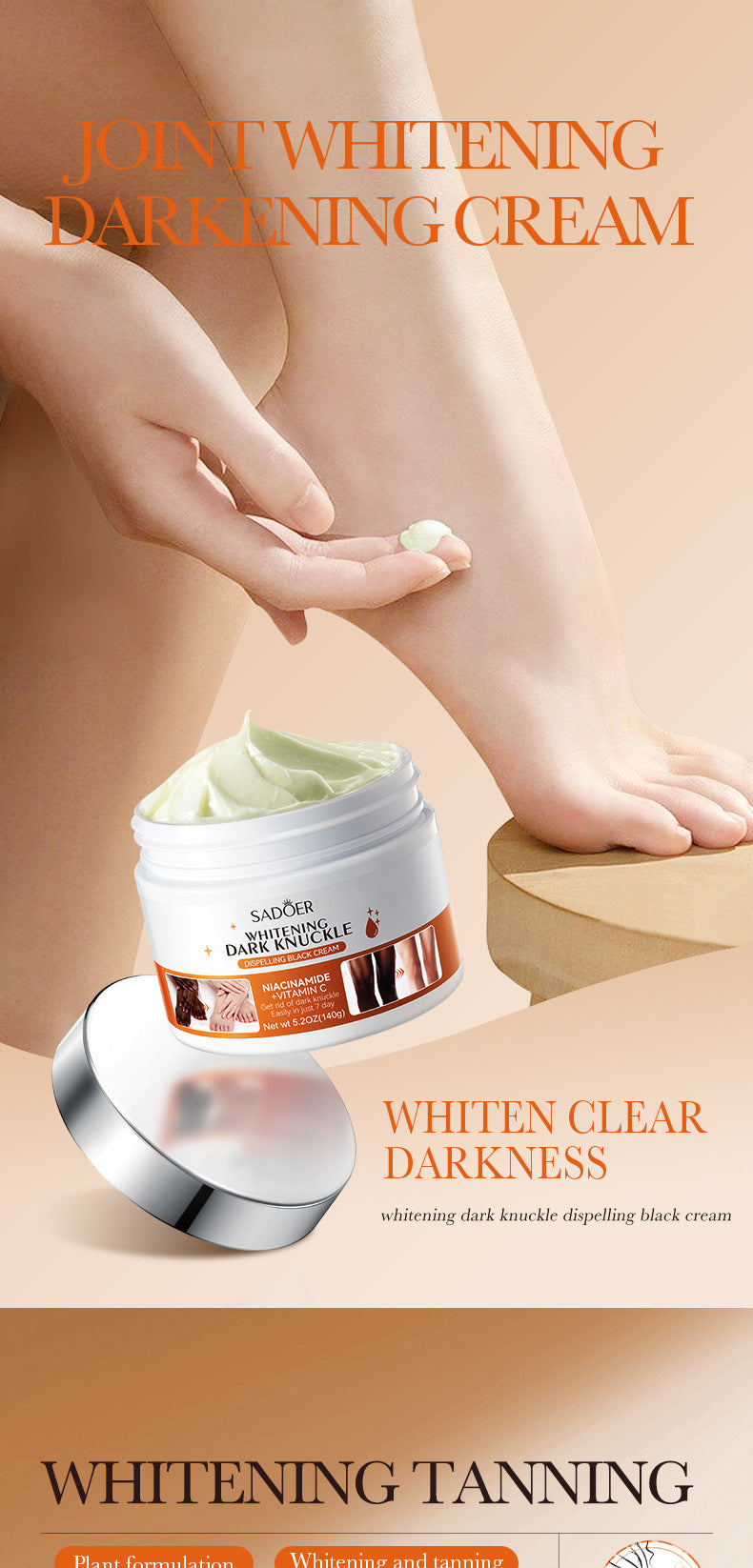 Full English Joint Whitening and Dark Spot Removal Cream140g SADOER Vitamin C Moisturizing Body Lotion  Wholesale