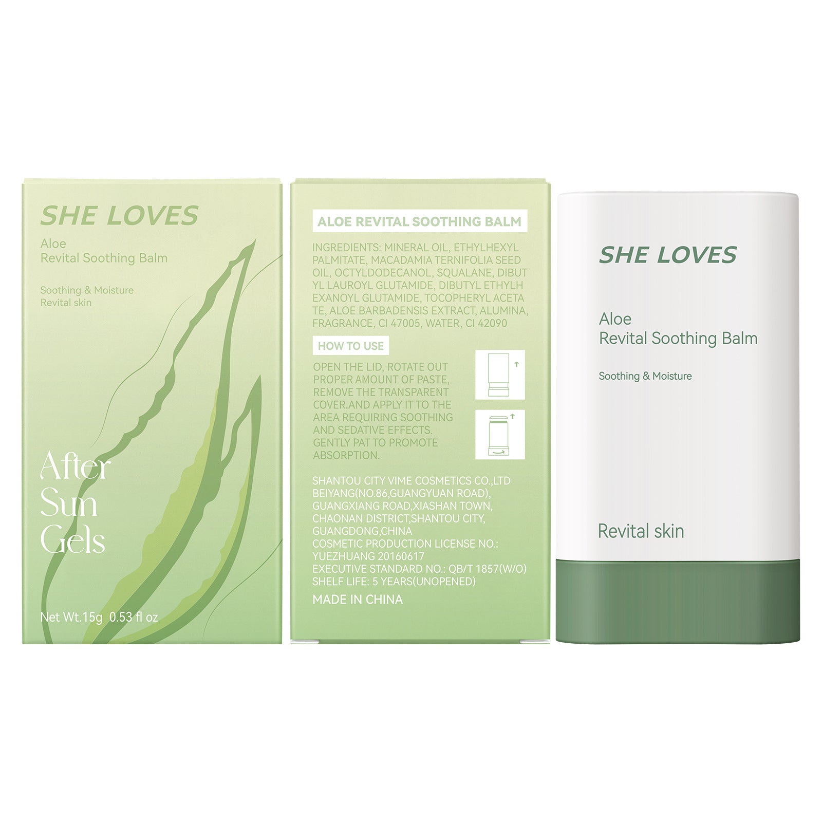 SHELOVES Aloe Vera Rejuvenating Soothing Stick After Sun Redness Sensitive Skin Repair Hydrating Moisturizing Gel Cream