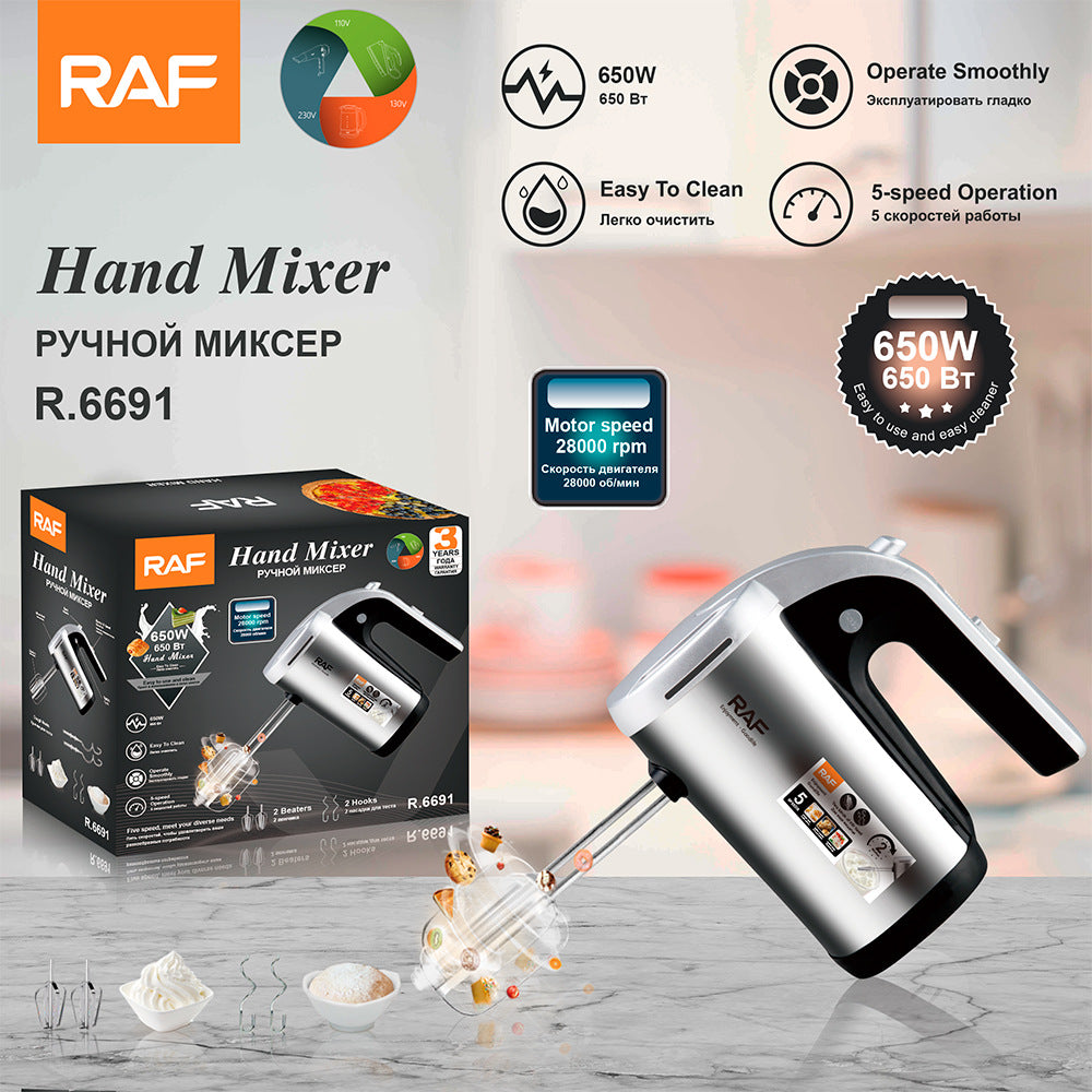 RAF European Standard7Electric Egg Beater Household Handheld High-Power Egg Mixer Dough Kneading Baking Blender