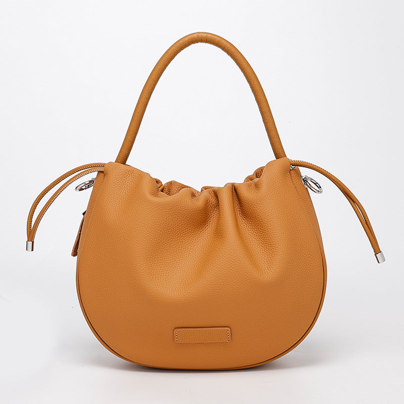 New Women's Bag Cloud Bag Fashion Crossbody Bag Cowhide Shoulder Bag Handbag Pleated Saddle Bag Trendy