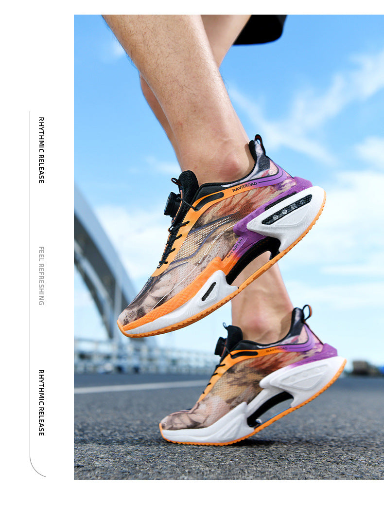 DAJUEYING Real Explosion Protection Carbon Plate High Elastic Cushioning Running Shoes Men and Women Knob Buckle Racing Mesh Breathable Sports Shoes