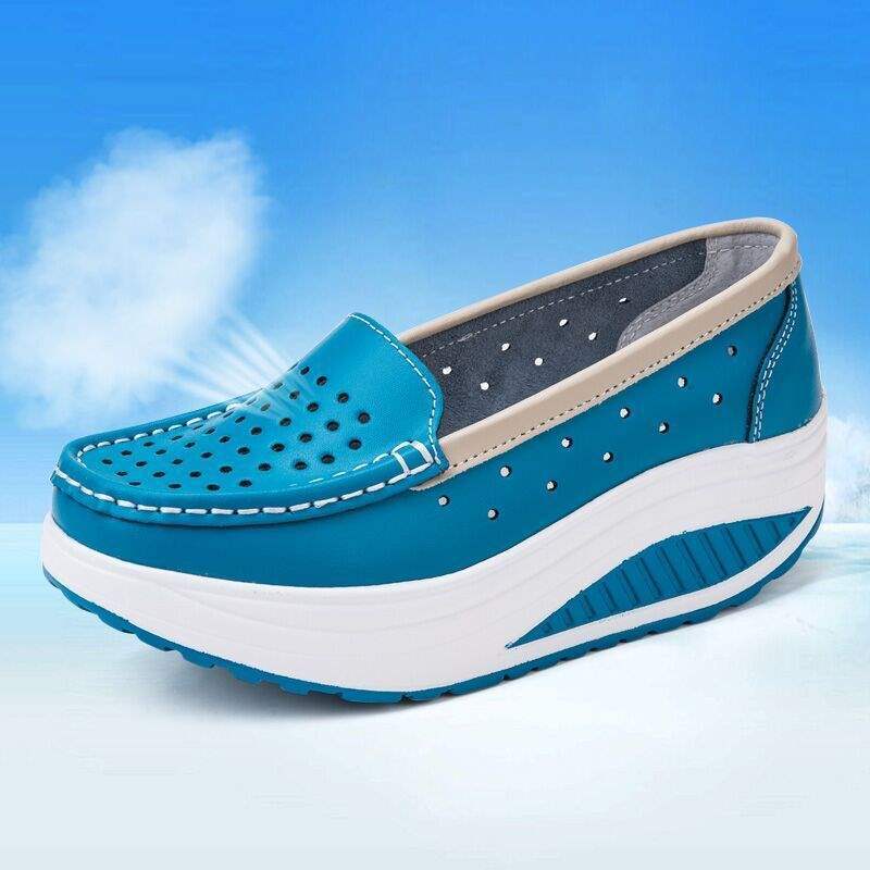 Summer Hollow Breathable Platform Shoes Thick Sole Nurse Shoes Mom Shoes Korean Style Wedge Waterproof Platform Rocking Shoes