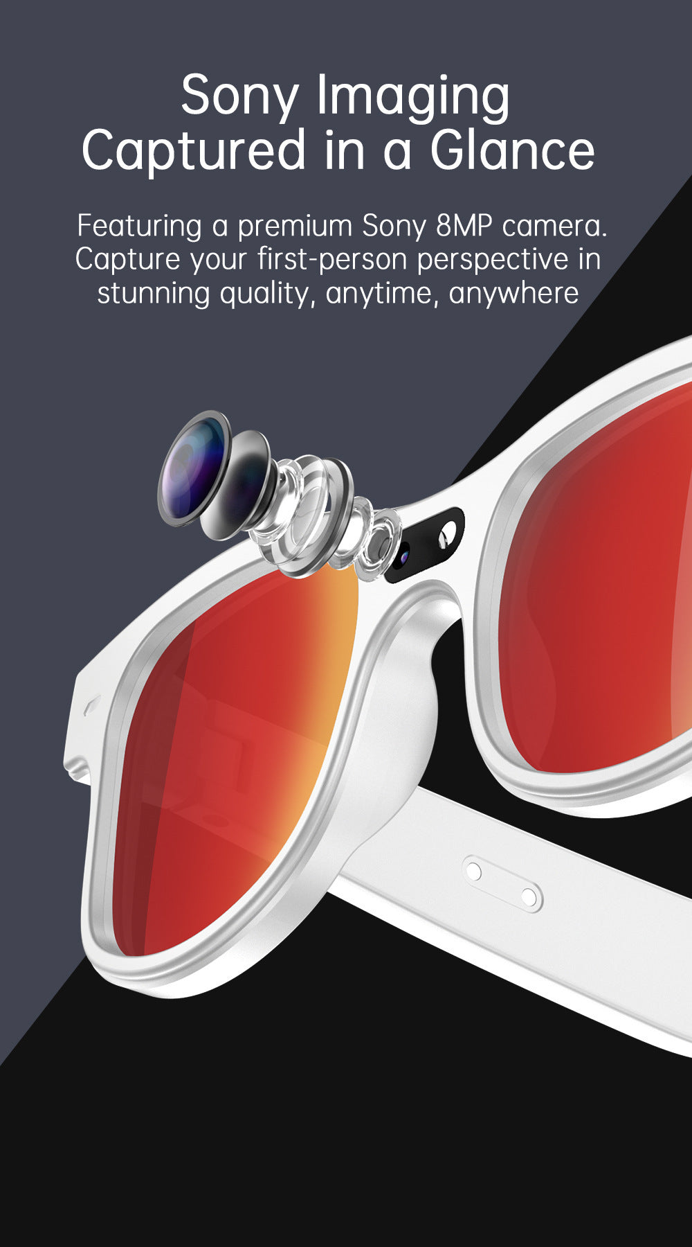 AIMB-G3Smart Glasses800100 Megapixel Camera Ai Simultaneous Translation Recognition1200P Video Recording Audio Recording