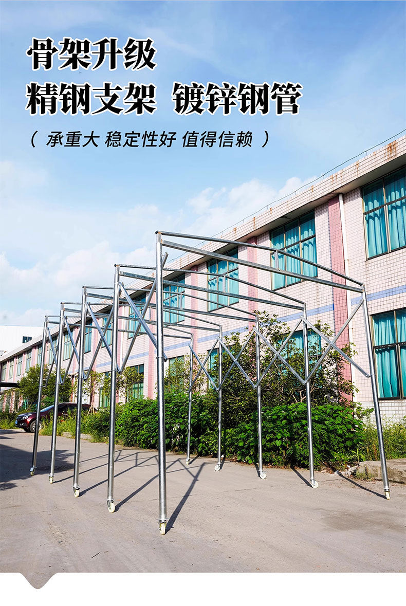 Outdoor Mobile Tent Activity Canopy Large Warehouse Push-Pull Shed Retractable Folding Sunshade Tent Night Market Stall Rain Shelter