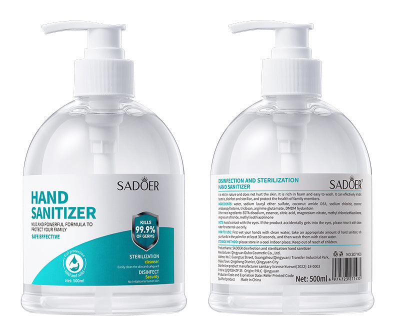 All English Hand Sanitizer500ml SADOER Foam Deep Cleansing Large Capacity  Foreign Trade Wholesale