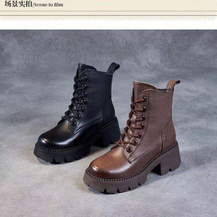 Off-Season Short Boots for Petite Figures to Appear Taller and Slimmer2025New Martin Boots Height-Increasing Women's Boots Thick Heel Thick Sole Versatile
