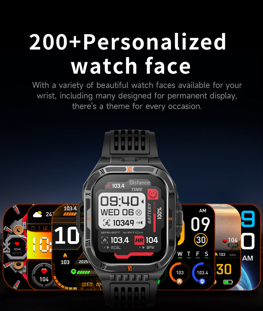 HT38Smart Watch Bluetooth Call Heart Rate Pedometer Sleep Flashlight Deep Waterproof Large Battery Three-Proof Sports