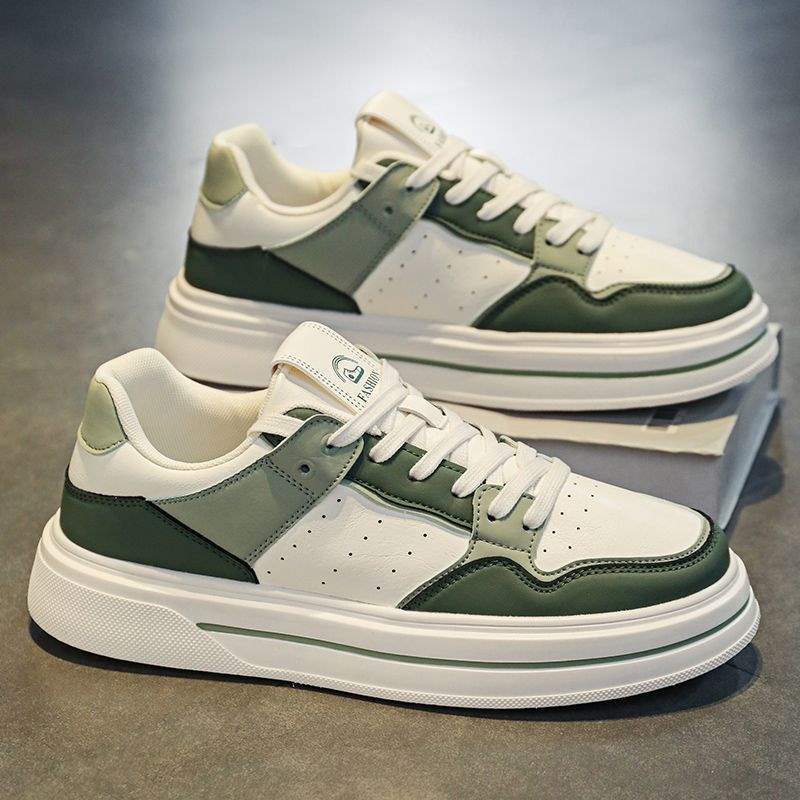 Internet Celebrity Men's Shoes Winter Versatile Casual Trendy Brand Sneakers Leather Waterproof Student Sports Height-Increasing White Trendy Shoes