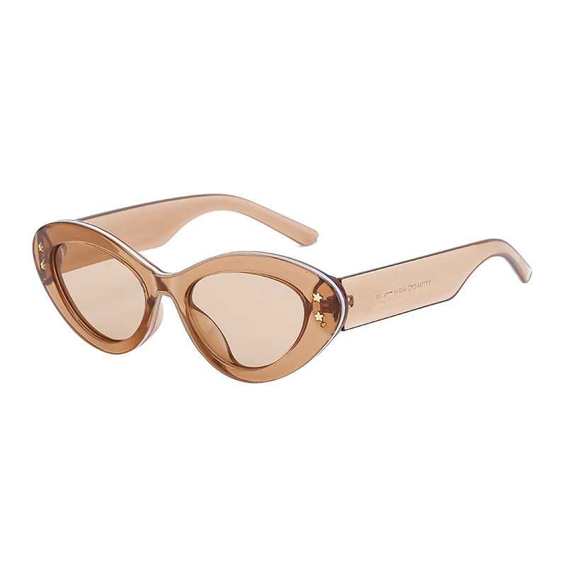 New Wide Mirror Leg Cat Eye Sunglasses for Women, European and American Fashion, High-End Feel Sunglasses sunglasses