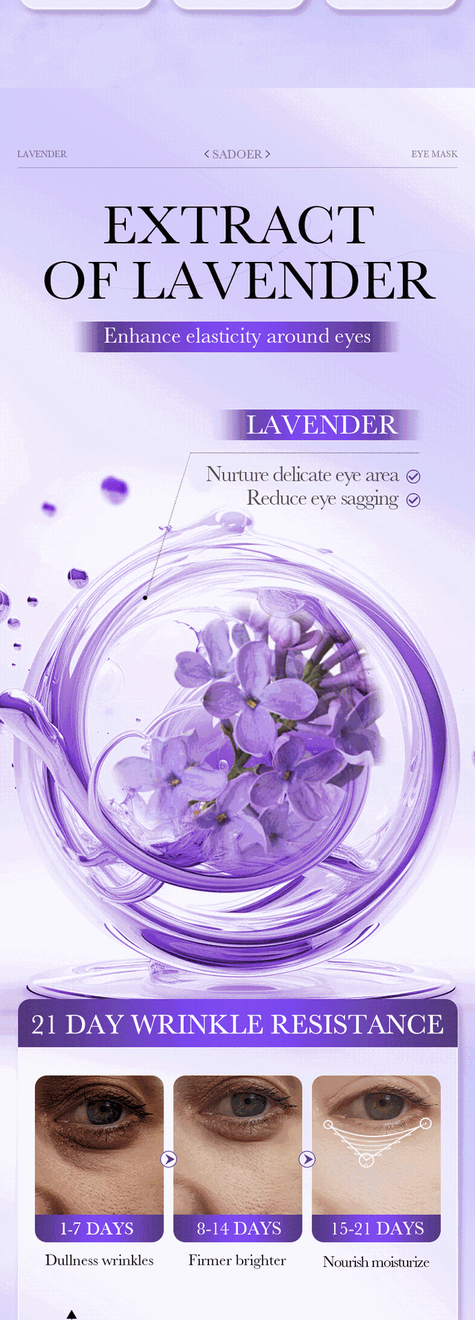 Full English Lavender Collagen Eye Mask80gSADOER Firming and Moisturizing Eye Mask Patch  Wholesale