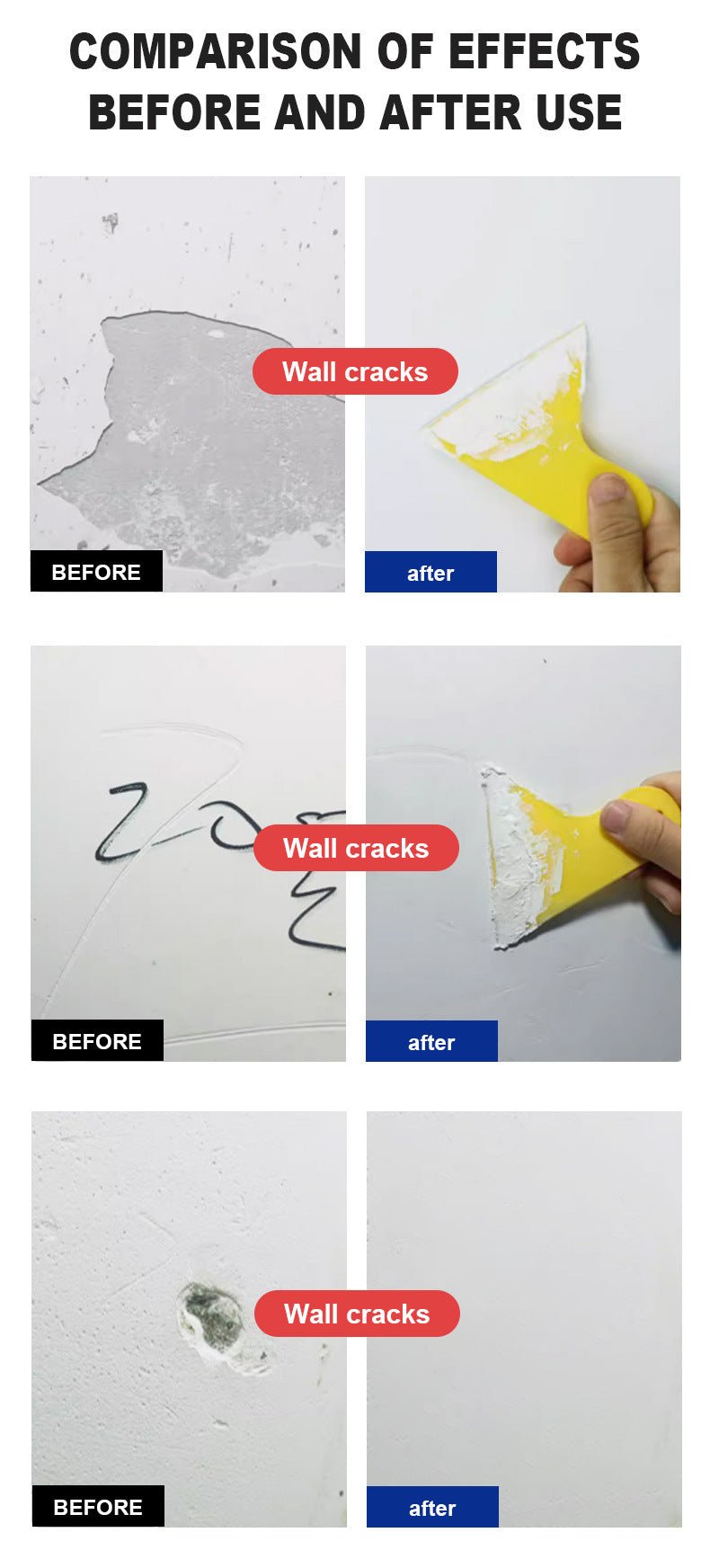Wall Repair Paste Household Waterproof White Wall Repair Paste Nail Hole Crack Putty Paste Manufacturer Wall Renovation