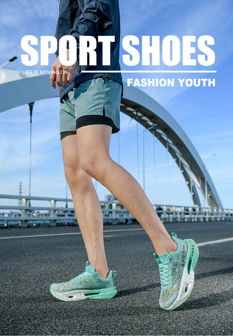 Autumn New Red Rabbit9Fluorescent Breathable Comfortable Couple Sports Shoes Ultra-Light Cushioning Rebound Anti-Slip Wear-Resistant Running