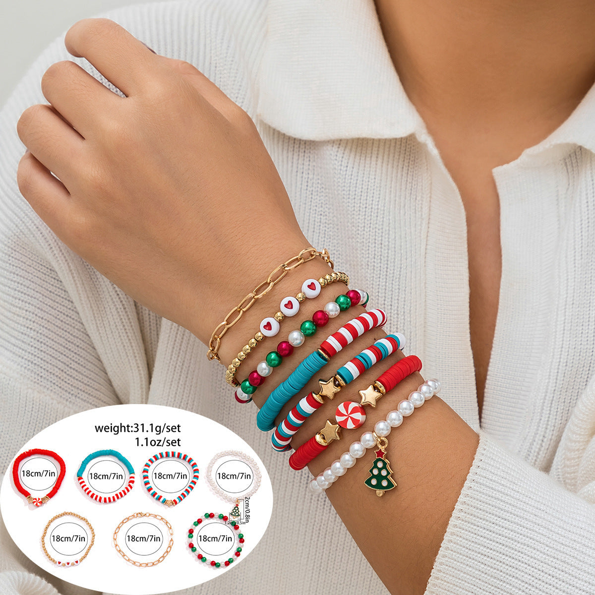 Women's Holiday Gift Bracelet Santa Claus Set Snowman Soft Clay Ornaments European and American Christmas Bracelet