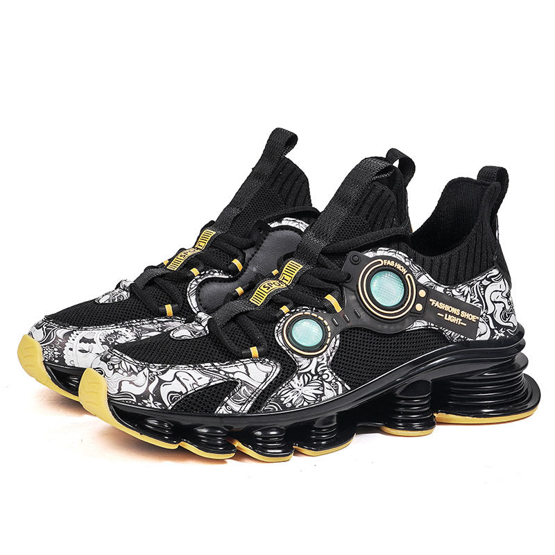 Blade Rebound Men's Shoes Mesh Breathable Running Shoes Youth Trendy Versatile Height Increasing Shock Absorption Sports Shoes