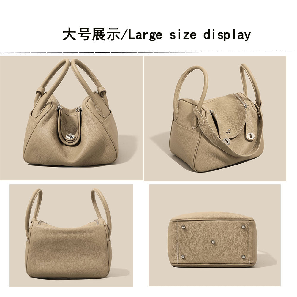 Doctor Genuine Leather Women's Bag2024Handheld Top Layer Cowhide Lychee Pattern Lindy Bag Single Shoulder Handbag Medicine Box Trendy