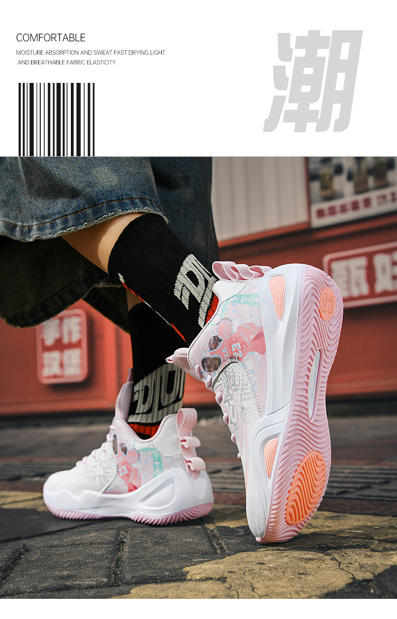 New Trendy Fashion Men's Youth Student Practical Basketball Boots Outdoor Sports Letter Non-Slip Basketball Shoes