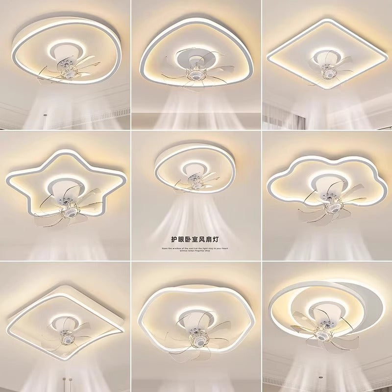 Shaking Head Fan Light Bedroom Ceiling New Ultra-Thin Cloud Light Children's Room Light360Eye Protection Smart Ceiling Fan Light