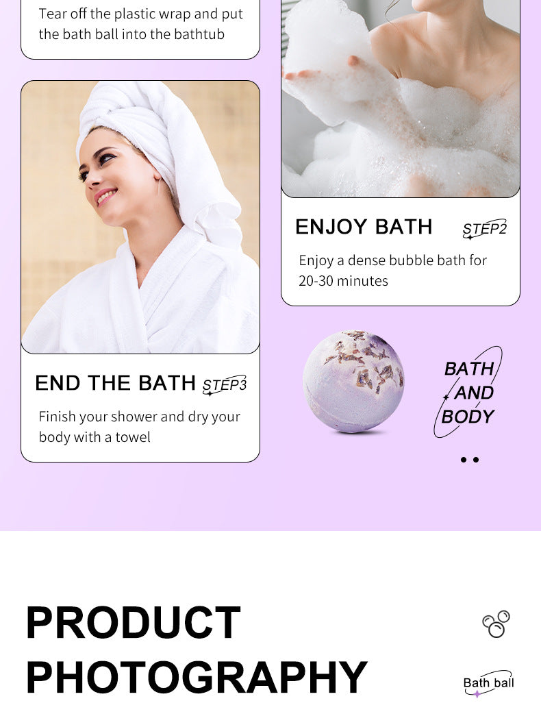 Full English Dried Flower Explosive Bath Salt Ball100gSADOER Clean Fragrance Bath Ball  Wholesale