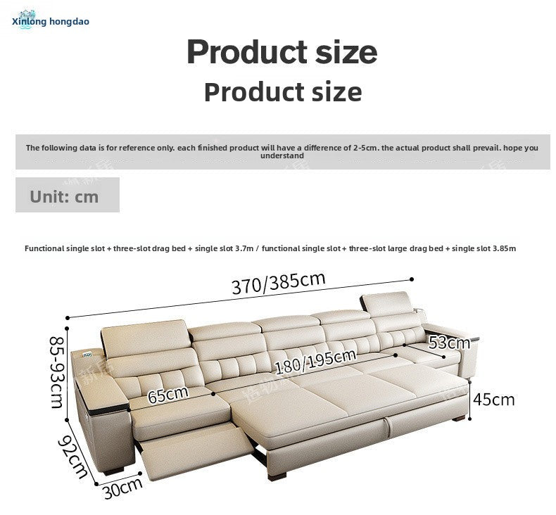 Factory Direct New Model Sofa Electric Italian Modern Simple Living Room Home Top Layer Cowhide Multifunctional Sofa Bed