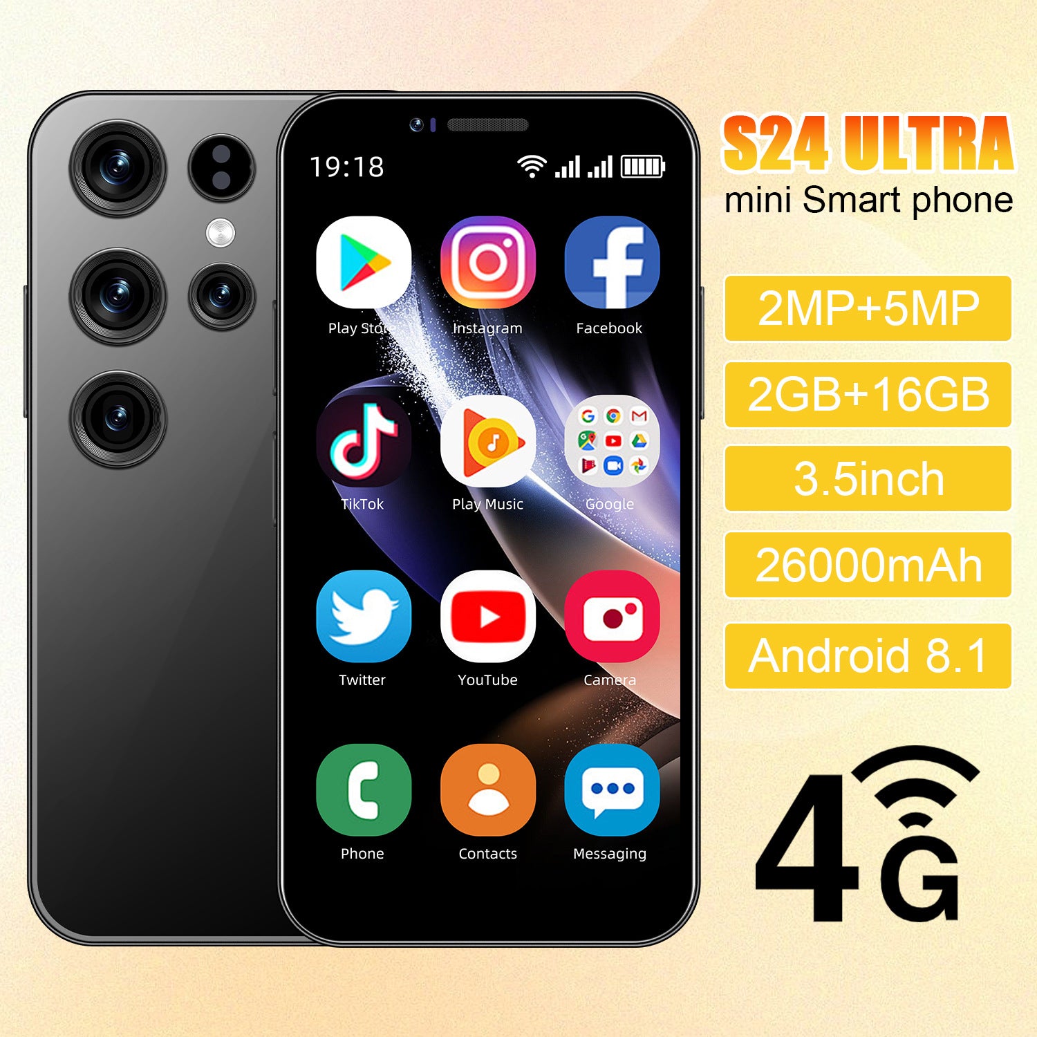 Hot Sale4G Android S24 Ultra Smart Small Mobile Phone Quad-core Mini Phone3.5Inch Factory