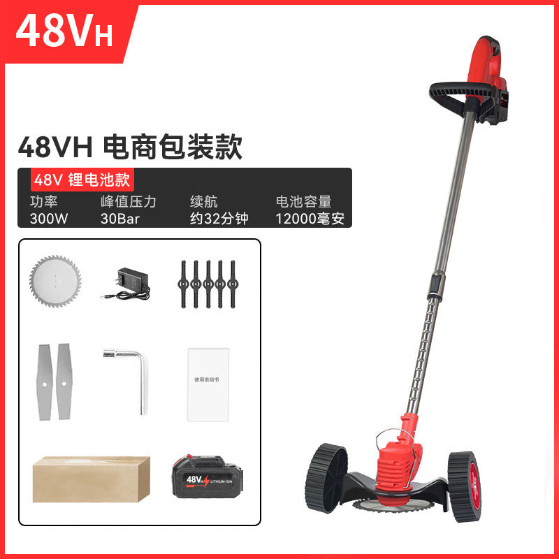 Lithium Battery Lawn Mower Weed Eater Rechargeable Household Grass Trimmer Electric Portable Garden Pruner Cordless