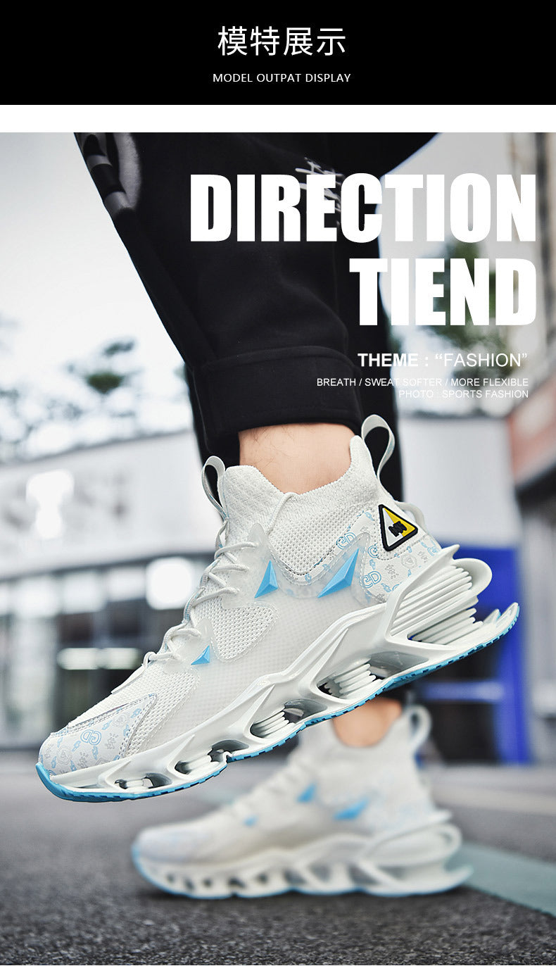 Fashion Blade Men's Shoes Mesh Breathable Sports Casual Running Shoes Men's Shock Absorption Anti-Slip Height Increasing Dad Trendy Shoes