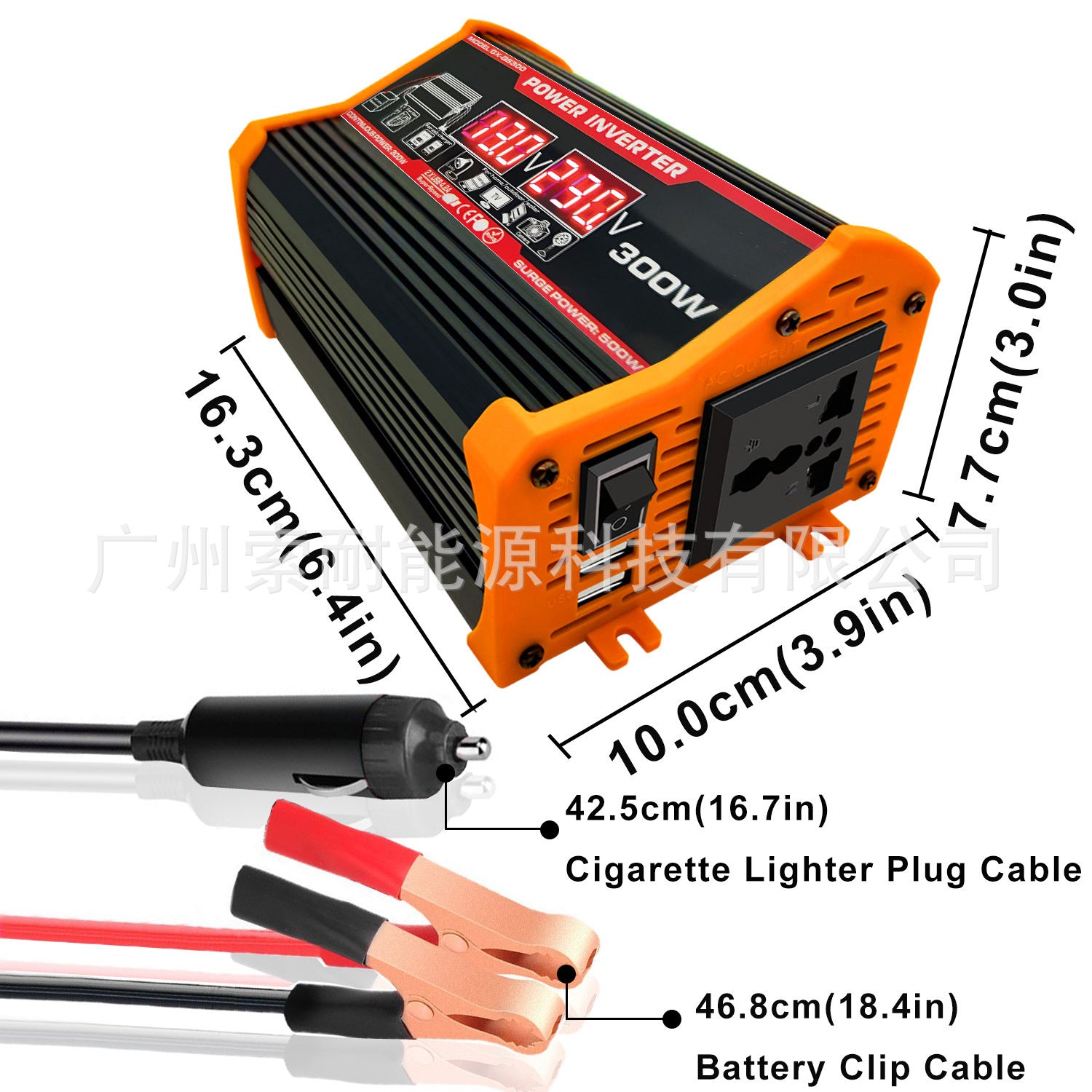12V Car Inverter300W Turn110V 220V Double USB With voltage display car inverter