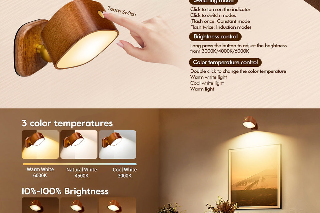 Square Solid Wood Sensor Light New Creative Cabinet Light Bedside Bedroom Smart LED Radar Human Body Night Light