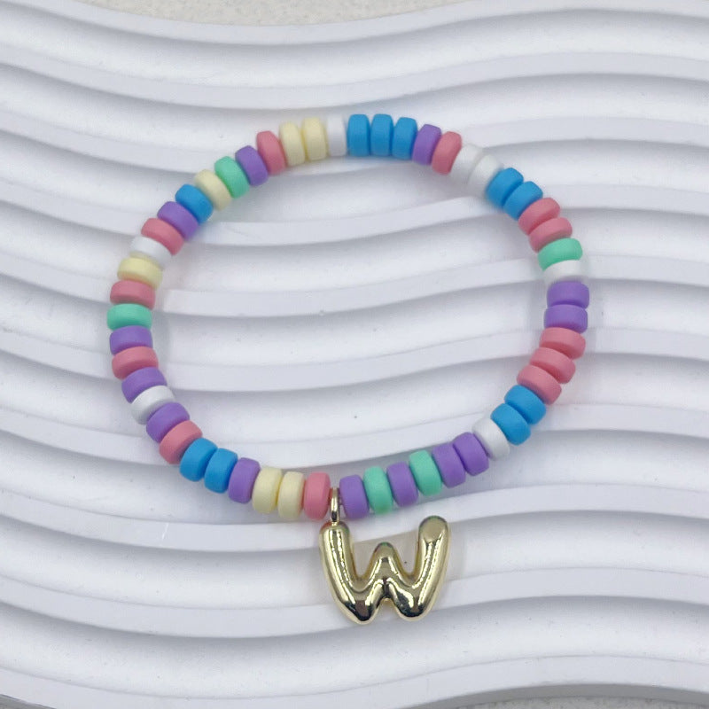 Bubble Balloon Letter Bracelet Best Friend Friendship Gift Sweet Bracelet Colorful Soft Clay Abacus Bead Bracelet