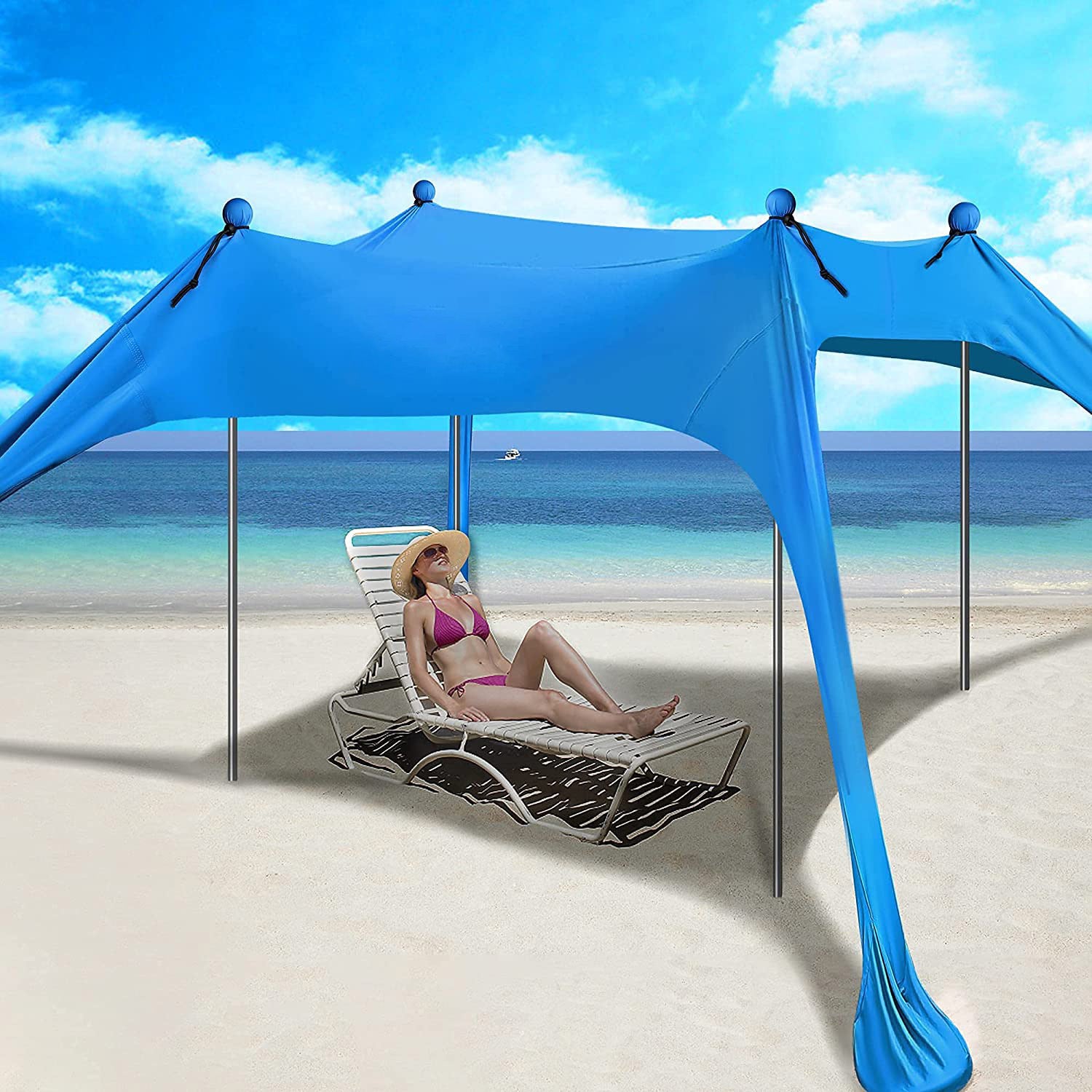 Outdoor Lawn Beach Lycra Canopy Tent Portable Lawn Camping Fishing Tent Outdoor Sun Protection Cooling Shade