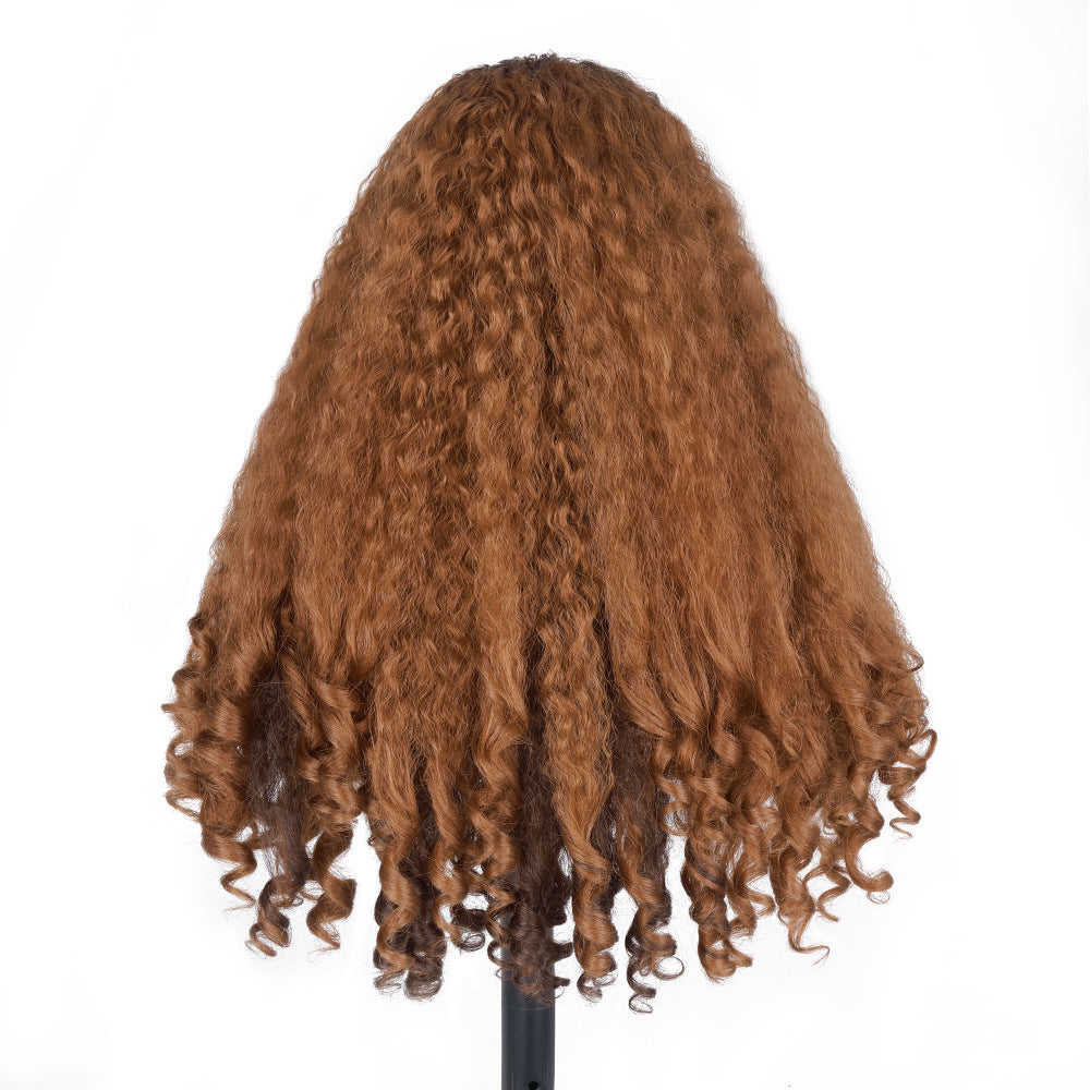 Ginger Orange V part Yaki Wig  Synthetic  Wig Cross-border African Synthetic Fiber Fake