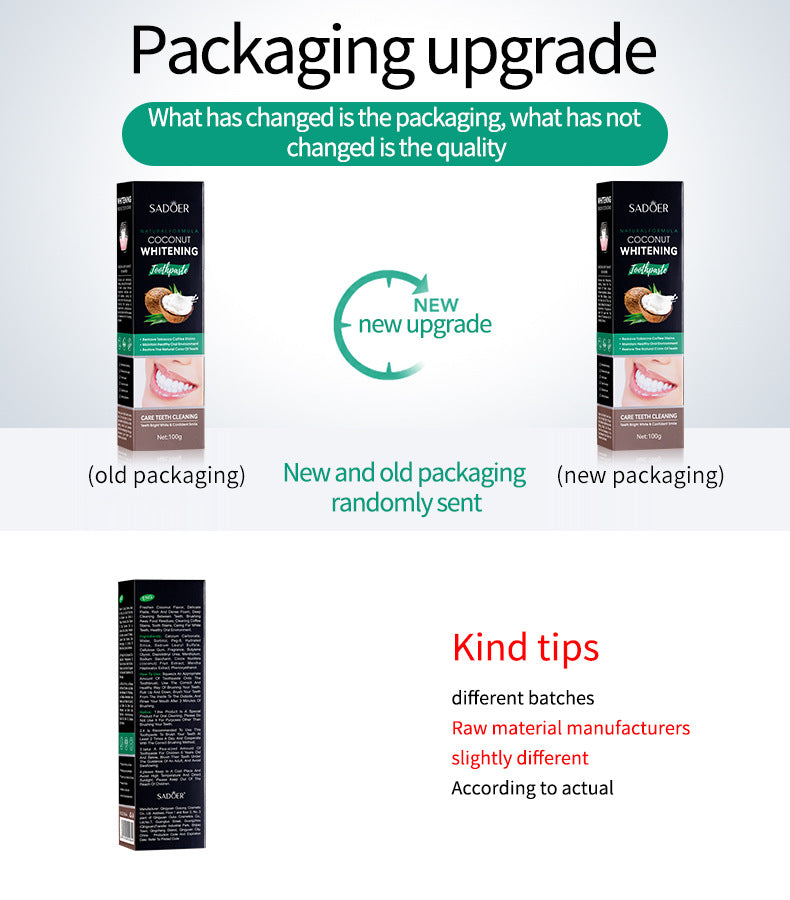 Toothpaste SADOER Vitamin C Coconut Oral Care Gum Protection  Wholesale Live Streaming