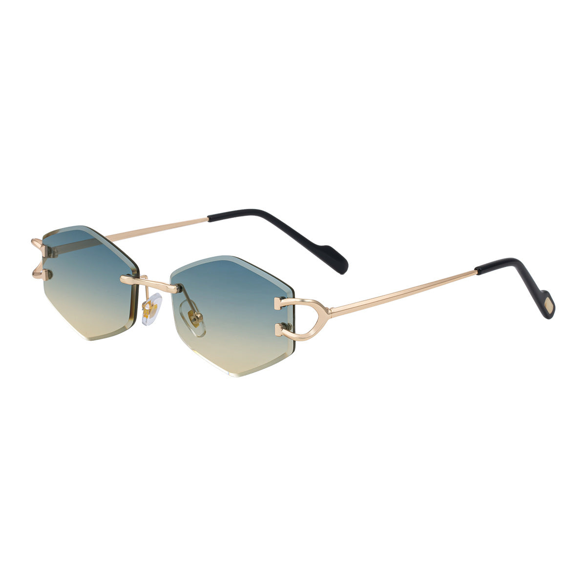2025New European and American Fashion Frameless Sunglasses for Women with Metal Temples Trendy Outdoor Street Style Sunglasses for Women