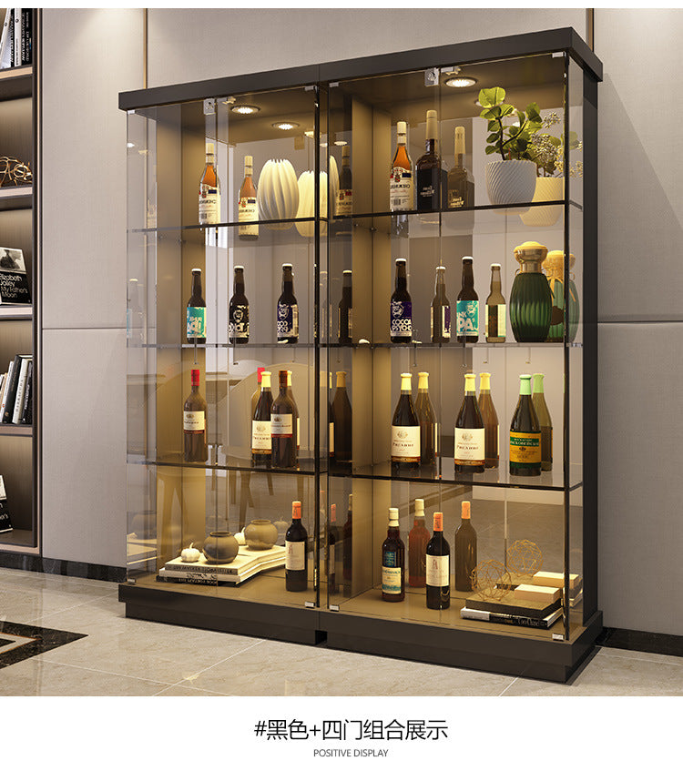 Custom Apartment Glass Wine Cabinet Light Luxury Transparent Collection Figurine Display Cabinet Factory Direct Sales Undertakes Hotel Projects