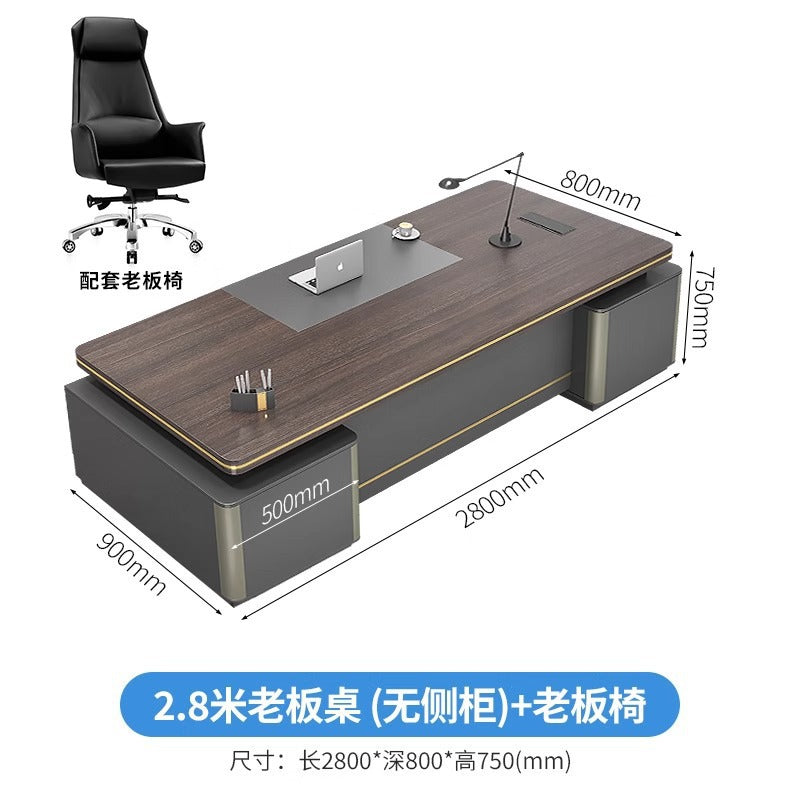 Elegant Office Desk Boss Desk Simple Modern Double Cabinet Mobile Cabinet Office Manager President Office Desk and Chair Set