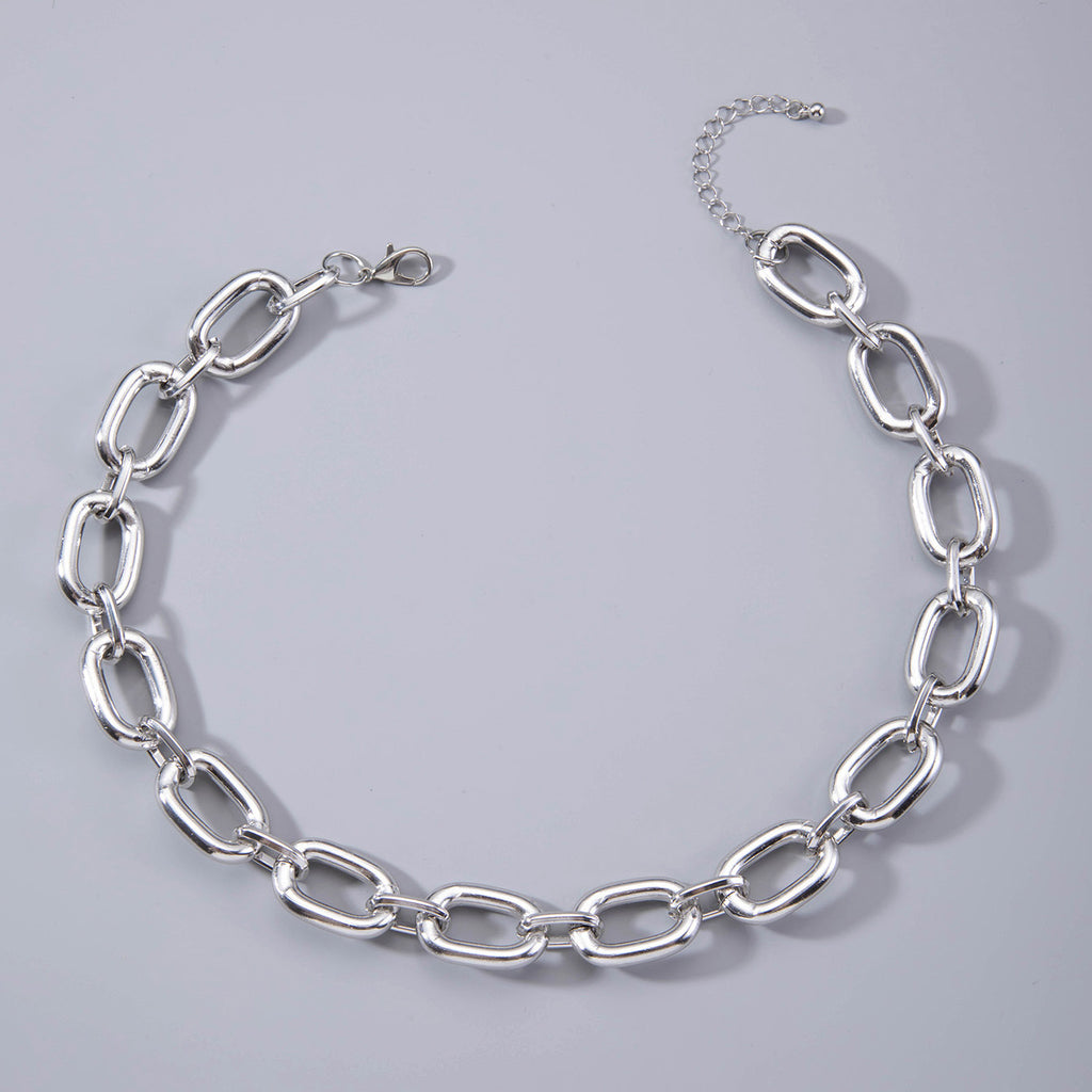 European and American Ornament Fashion Hip-Hop Short Thick Chain Geometric Necklace Metal Exaggerated Necklace