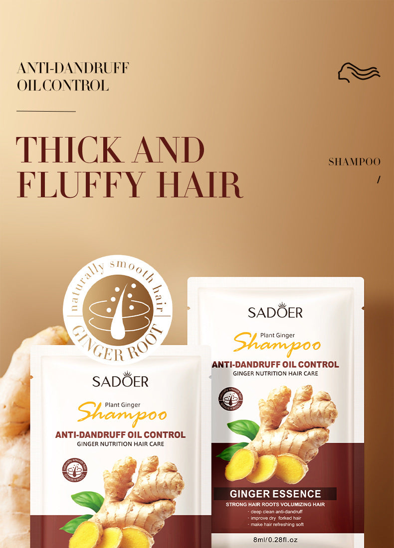 Ginger Shampoo Sachet SADOER Moisturizing, Smooth, Deep Cleansing, Portable Pack, Cross-Border Foreign Trade Wholesale