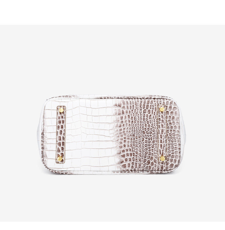 European and American New Style Platinum Bag Crocodile Pattern Women Genuine Leather High-end Fashion Women's Bag Single Shoulder Crossbody Large Capacity Handbag