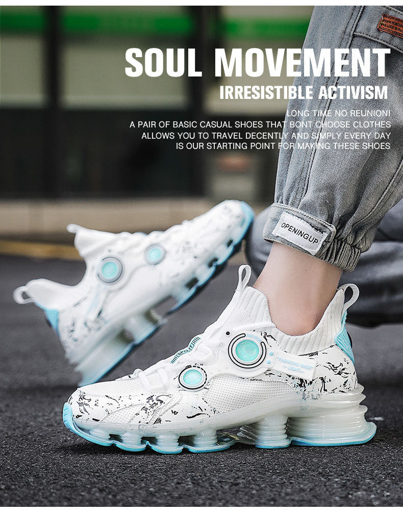 Blade Rebound Men's Shoes Mesh Breathable Running Shoes Youth Trendy Versatile Height Increasing Shock Absorption Sports Shoes